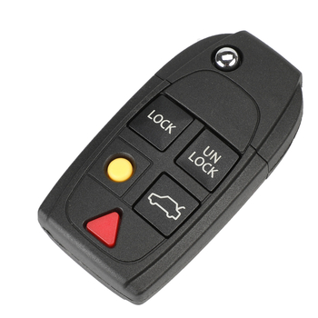 Volvo 4 mygtukų sulankstomas raktų korpusas – modelis F005, suderinamas su XC90 S80 S60; Medžiagos: ABS + varis; Raktų peilis: varis