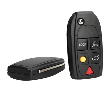 Volvo 4 mygtukų sulankstomas raktų korpusas – modelis F005, suderinamas su XC90 S80 S60; Medžiagos: ABS + varis; Raktų peilis: varis