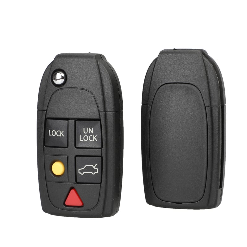 Volvo 4 mygtukų sulankstomas raktų korpusas – modelis F005, suderinamas su XC90 S80 S60; Medžiagos: ABS + varis; Raktų peilis: varis