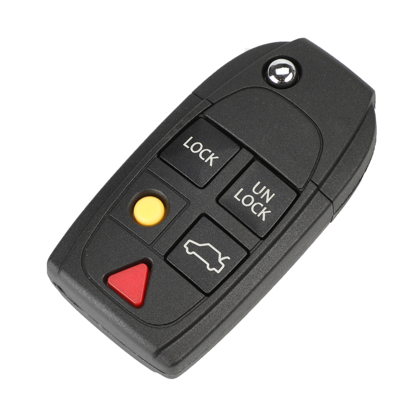 Volvo 4 mygtukų sulankstomas raktų korpusas – modelis F005, suderinamas su XC90 S80 S60; Medžiagos: ABS + varis; Raktų peilis: varis