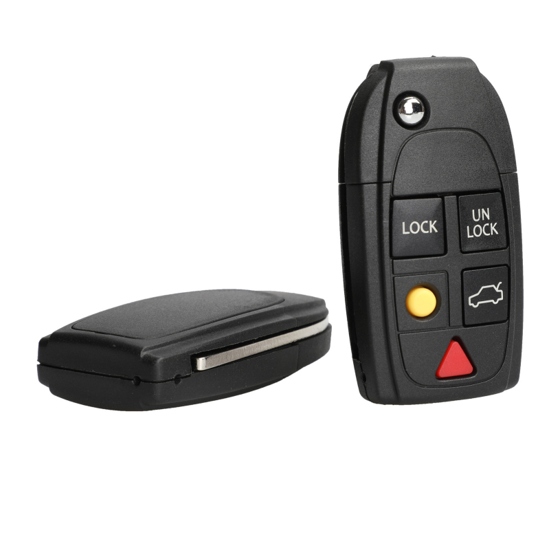 Volvo 4 mygtukų sulankstomas raktų korpusas – modelis F005, suderinamas su XC90 S80 S60; Medžiagos: ABS + varis; Raktų peilis: varis