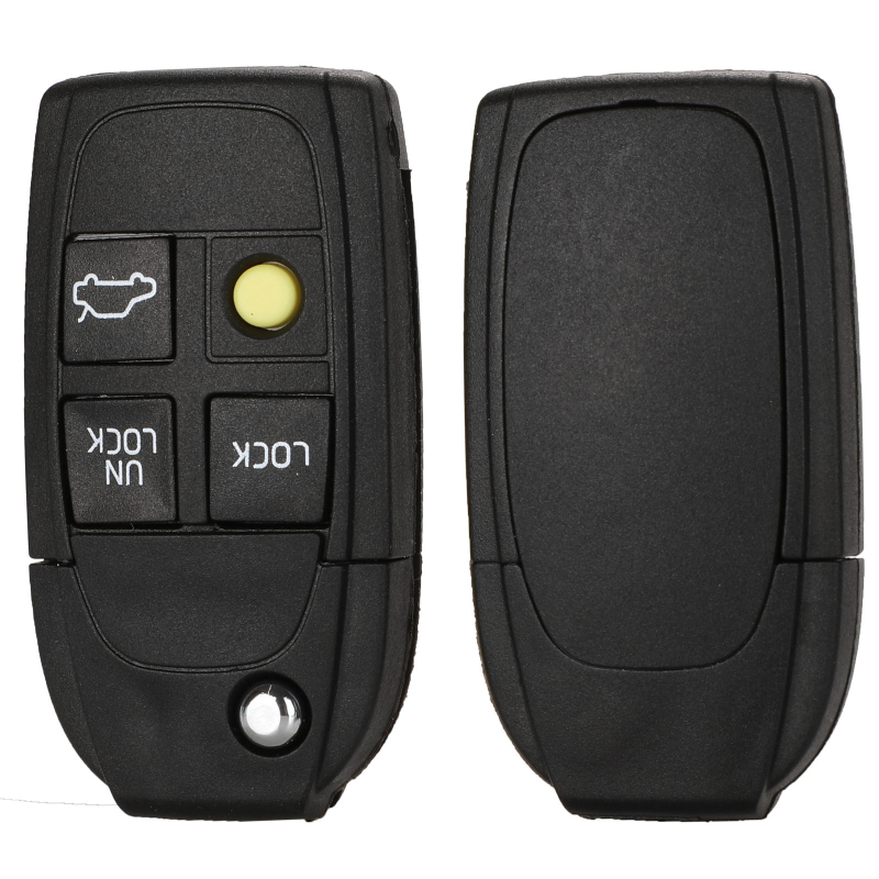 Volvo 4 mygtukų sulankstomas raktų korpusas – modelis F005, suderinamas su XC90 S80 S60; Medžiagos: ABS + varis; Raktų peilis: varis