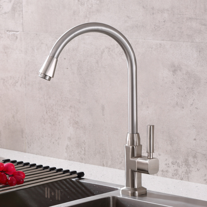 Kuhinjski faucet s brušenim završetkom, dizajn žabe, samo hladna voda, 360° rotacija za sudoperu
