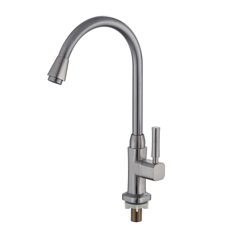 Kuhinjski faucet s brušenim završetkom, dizajn žabe, samo hladna voda, 360° rotacija za sudoperu