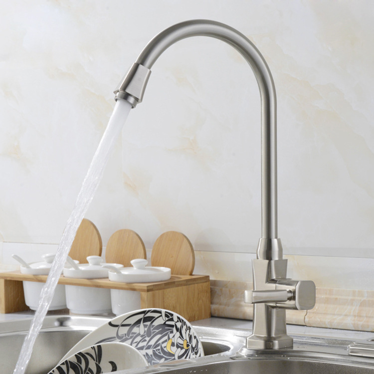 Vymus robinet de bucătărie pentru chiuvetă, vertical, finisaj periat, doar rece, model V4801, intrare/ieșire 20 mm, 0–90°C