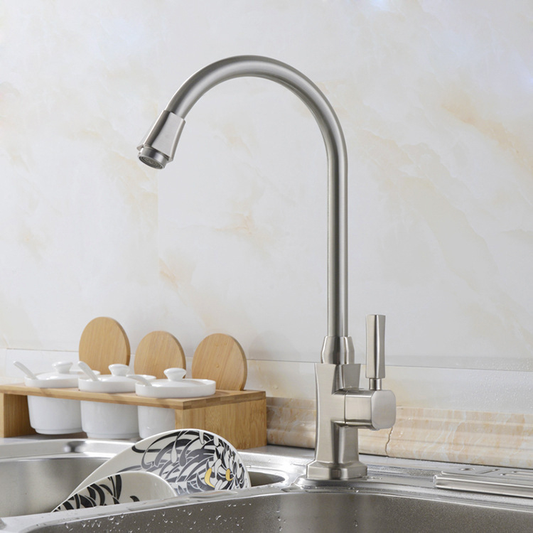 Vymus robinet de bucătărie pentru chiuvetă, vertical, finisaj periat, doar rece, model V4801, intrare/ieșire 20 mm, 0–90°C