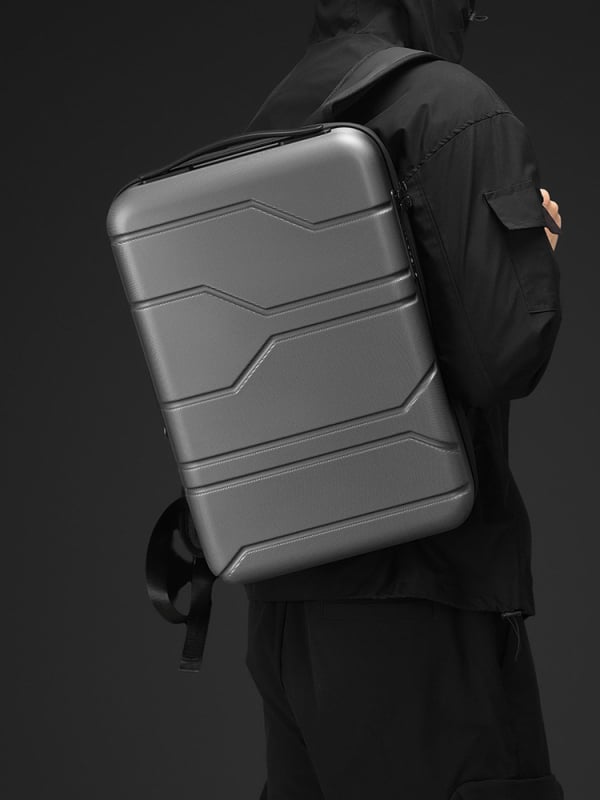 Unisex mugursoma ar cieta korpusa dizainu un paplašināšanas funkciju, 20–35 L ietilpība, PC materiāls