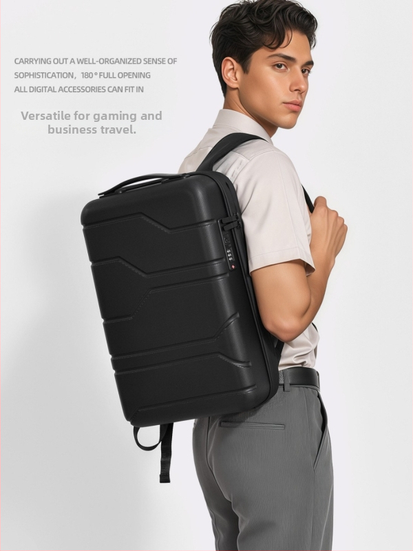 Unisex mugursoma ar cieta korpusa dizainu un paplašināšanas funkciju, 20–35 L ietilpība, PC materiāls