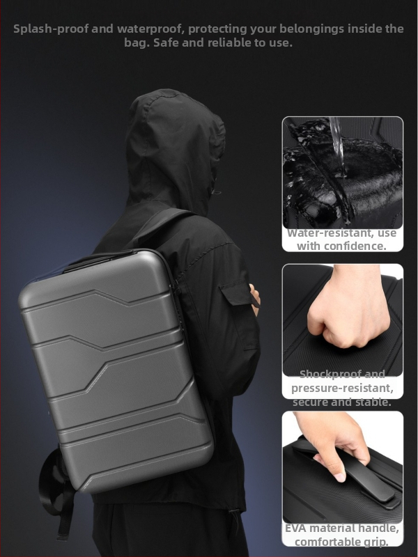 Unisex mugursoma ar cieta korpusa dizainu un paplašināšanas funkciju, 20–35 L ietilpība, PC materiāls