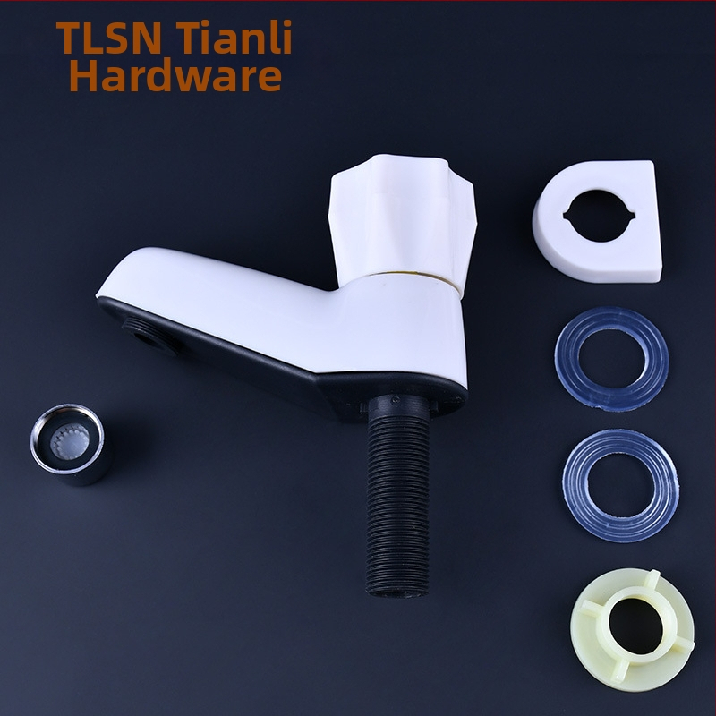 Plastový drezový kohút TLSN90004, keramický ventil, priemer vstupu/výstupu 4 mm, prevádzková teplota 0–80°C, menovitý tlak 0–8,5