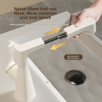 Täielikult vasktood reguleeritav pöörlev tõmmatav valamukraan keramikasis klapiga, uus Hiina stiil