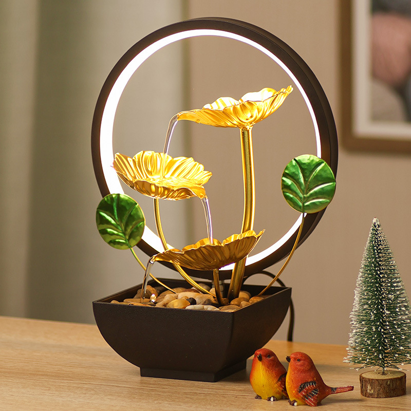 Geležinis vidinis fontano vandens peizažo dekoras — rankomis dažytas, paviršius purškiamais dažais, pritaikymas prieinamas, licencijuotas privatų ženklas