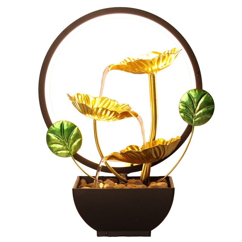 Geležinis vidinis fontano vandens peizažo dekoras — rankomis dažytas, paviršius purškiamais dažais, pritaikymas prieinamas, licencijuotas privatų ženklas