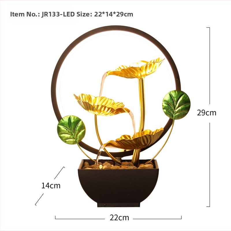 Geležinis vidinis fontano vandens peizažo dekoras — rankomis dažytas, paviršius purškiamais dažais, pritaikymas prieinamas, licencijuotas privatų ženklas