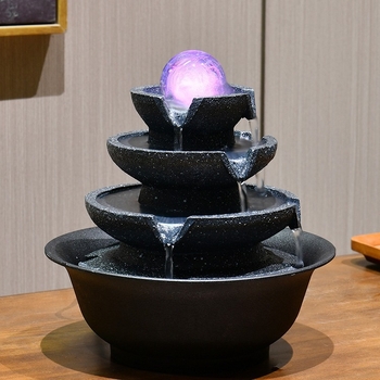 Fengšui Rotuojantis Kristalų Kamuolys – Vandens Fontano Dekoras, Iš Dervos, Rankomis Dažyta Paviršius, Graviravimas ir Skulptūra