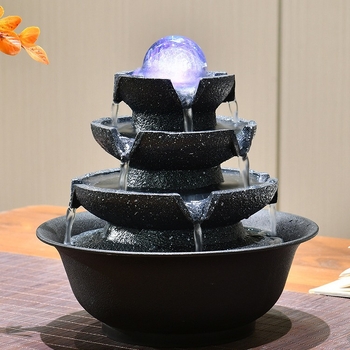 Fengšui Rotuojantis Kristalų Kamuolys – Vandens Fontano Dekoras, Iš Dervos, Rankomis Dažyta Paviršius, Graviravimas ir Skulptūra