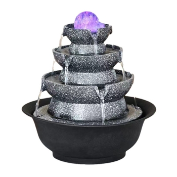 Fengšui Rotuojantis Kristalų Kamuolys – Vandens Fontano Dekoras, Iš Dervos, Rankomis Dažyta Paviršius, Graviravimas ir Skulptūra