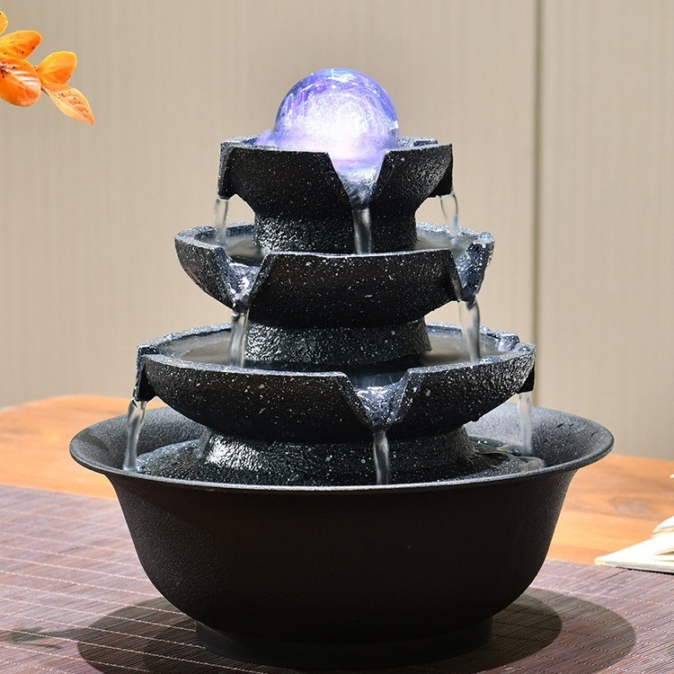 Fengšui Rotuojantis Kristalų Kamuolys – Vandens Fontano Dekoras, Iš Dervos, Rankomis Dažyta Paviršius, Graviravimas ir Skulptūra