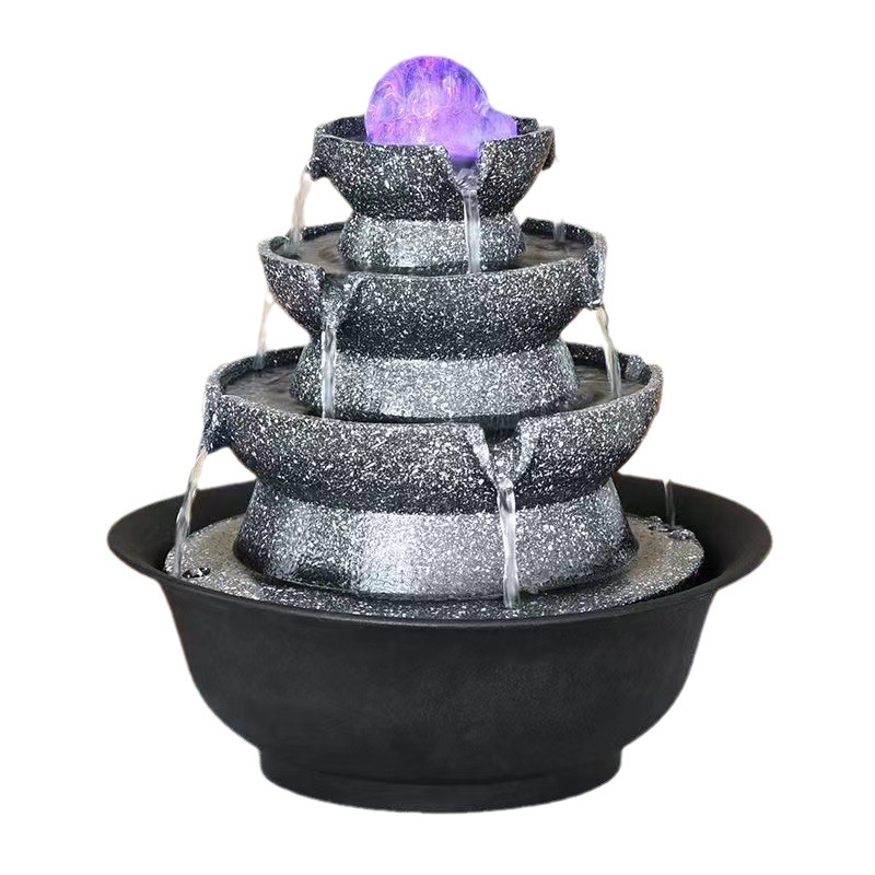 Fengšui Rotuojantis Kristalų Kamuolys – Vandens Fontano Dekoras, Iš Dervos, Rankomis Dažyta Paviršius, Graviravimas ir Skulptūra