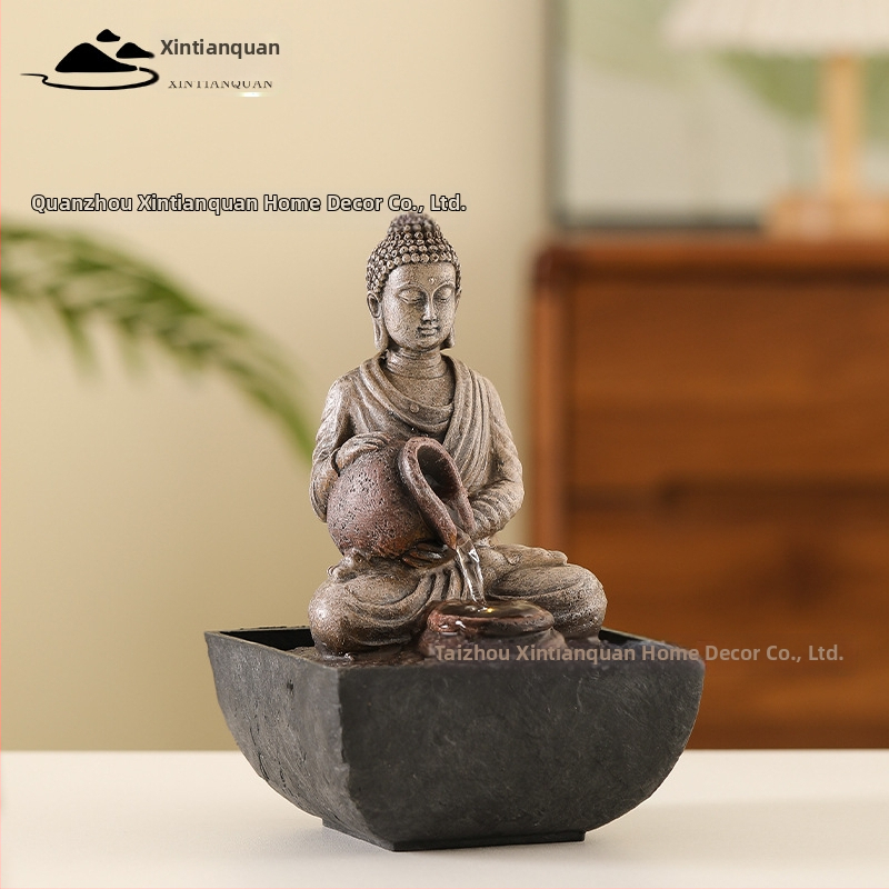 Sveķu izgatavots ķīniešu stilā ar gravējumu ūdens fontāna dekors birojam un viesistabai, Feng Šui