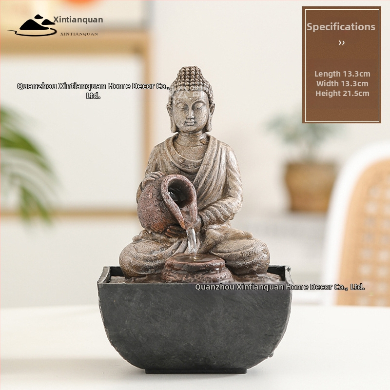 Dervos pagamintas kinietiško stiliaus vandens fontano dekoras su graviru, biurui ir svetainei, Fengšui