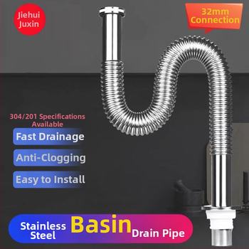 304 roostevabast terasest valamu äravoolutorud, S-kurv, tõmbe tüüp, lõhnavastane, valamukomplekt