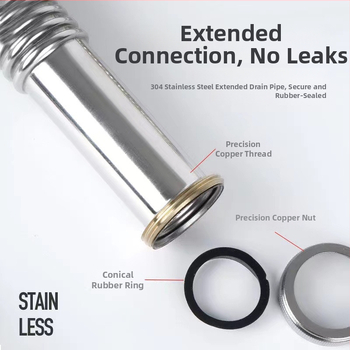 304 roostevabast terasest valamu äravoolutorud, S-kurv, tõmbe tüüp, lõhnavastane, valamukomplekt