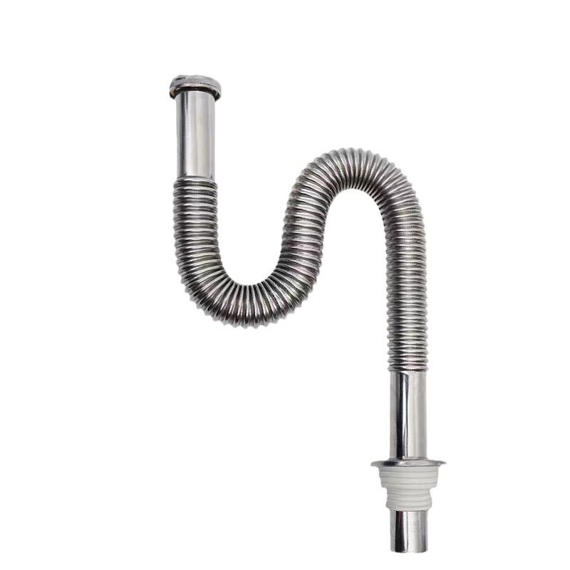 304 roostevabast terasest valamu äravoolutorud, S-kurv, tõmbe tüüp, lõhnavastane, valamukomplekt