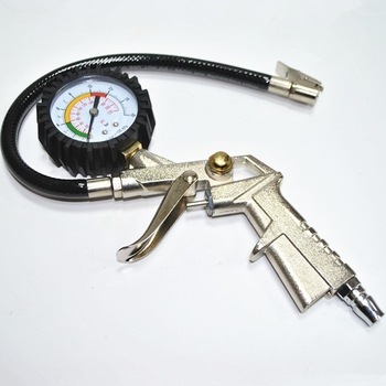 Riepu spiediena manometrs ar uzpūšamo galvu, mehāniskais mērinstruments, metāla konstrukcija, augsta precizitāte, pārnēsājams