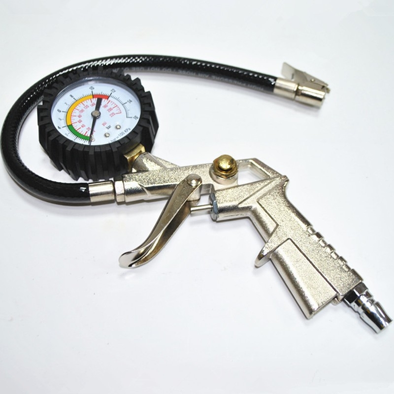 Riepu spiediena manometrs ar uzpūšamo galvu, mehāniskais mērinstruments, metāla konstrukcija, augsta precizitāte, pārnēsājams