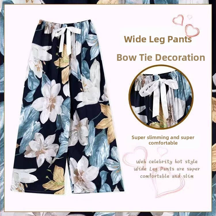 Casual hlače širokih nogavica, cropped dužine, visoki struk, od pamuka i viskoze