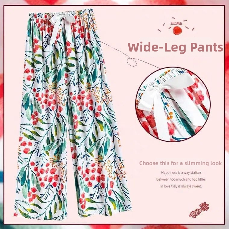 Casual hlače širokih nogavica, cropped dužine, visoki struk, od pamuka i viskoze