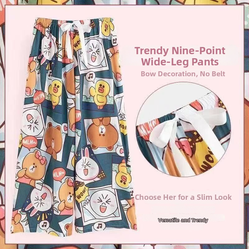 Casual hlače širokih nogavica, cropped dužine, visoki struk, od pamuka i viskoze