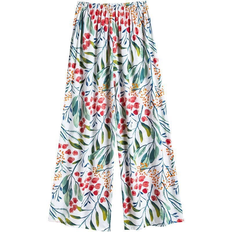 Casual hlače širokih nogavica, cropped dužine, visoki struk, od pamuka i viskoze