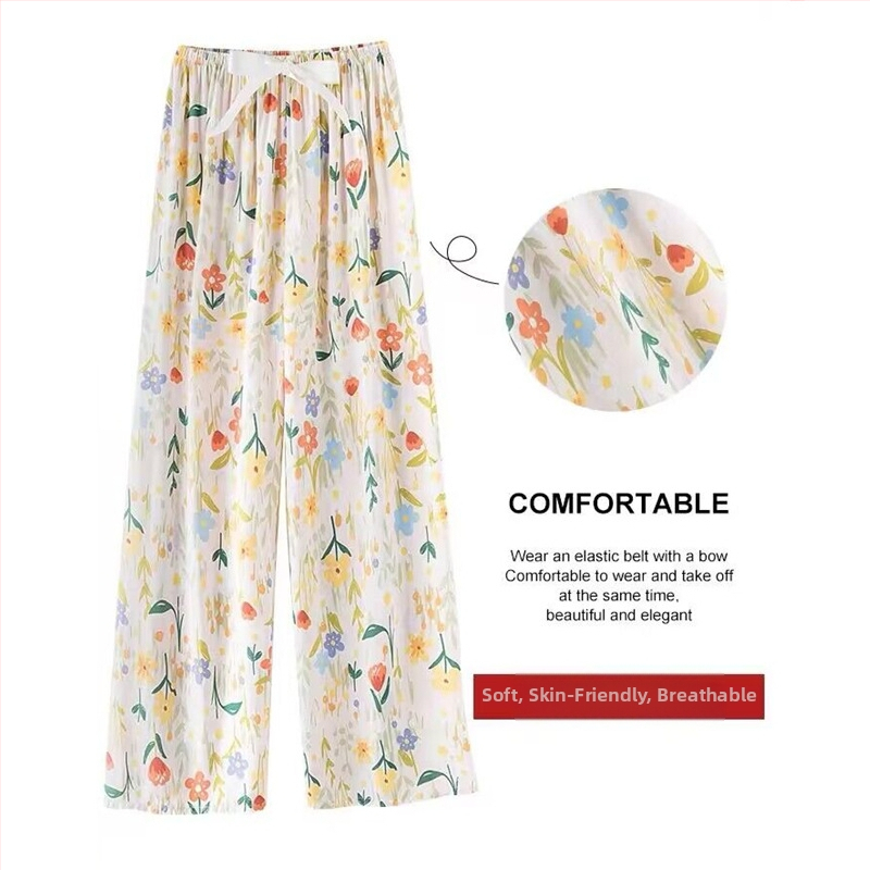 Casual hlače širokih nogavica, cropped dužine, visoki struk, od pamuka i viskoze