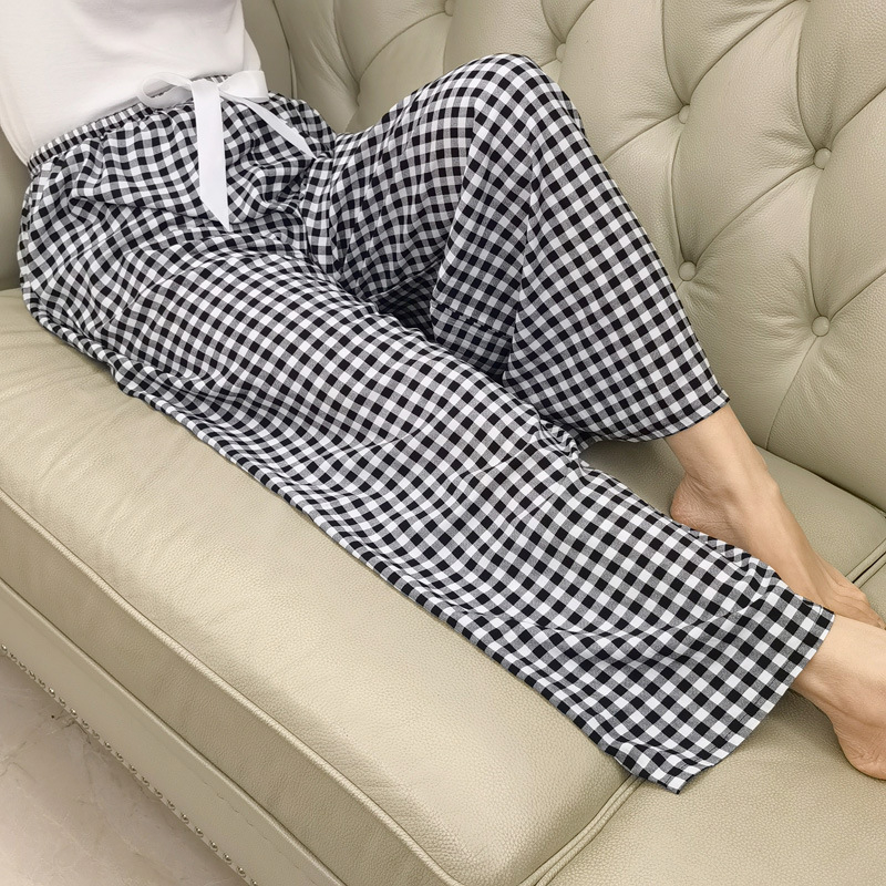 Casual hlače širokih nogavica, cropped dužine, visoki struk, od pamuka i viskoze