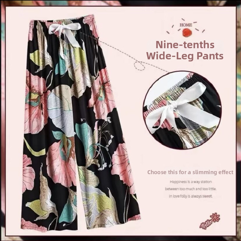 Casual hlače širokih nogavica, cropped dužine, visoki struk, od pamuka i viskoze