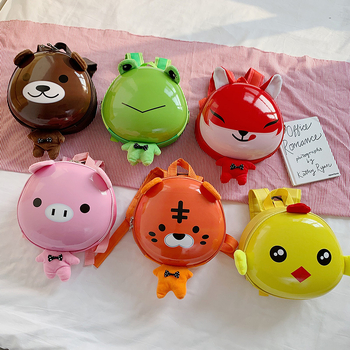 Laste kõva korpusega seljakott loomade printiga, PVC-materjal, hingav, kõver õlarihm, sobib lasteaeda