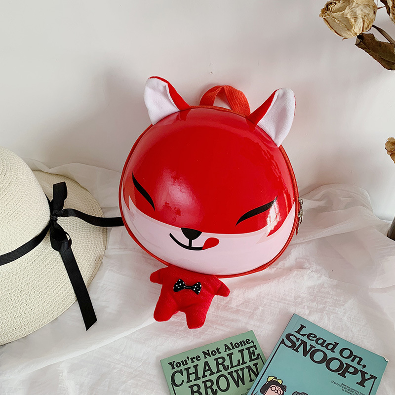 Laste kõva korpusega seljakott loomade printiga, PVC-materjal, hingav, kõver õlarihm, sobib lasteaeda