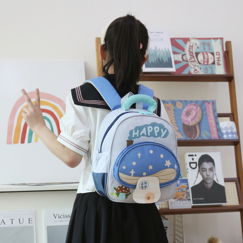 Детска раница с дизайн гъбка - унисекс, Oxford плат, износоустойчива, презрамка с въздушна възглавница, модел животни