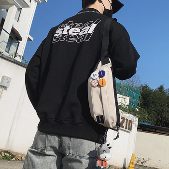 Belfort Pánska hrudná taška – Uličný štýl, denim, priedušná a vodeodolná, Vzor s písmenami