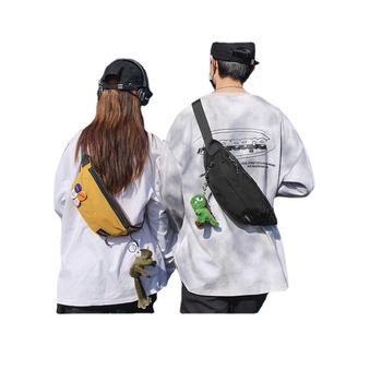 Belfort Pánska hrudná taška – Uličný štýl, denim, priedušná a vodeodolná, Vzor s písmenami