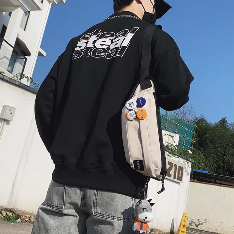 Belfort Vyriski krūtinės krepšys – Gatvės stilius, Denim audinys, Kvėpuojantis ir atsparus vandeniui, Raidžių raštas