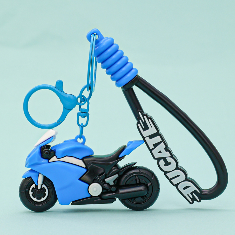 Mootorratta võtmehoidja, 3D nukukujundus, armas stiil, PVC materjal, suurepärane kingitus õpilastele