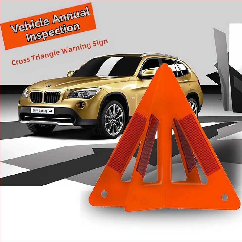 Sulankstomas PVC atšvaitinis automobilio įspėjimo trikampis su statyvu, vertikalus dizainas, avariniam stovėjimui