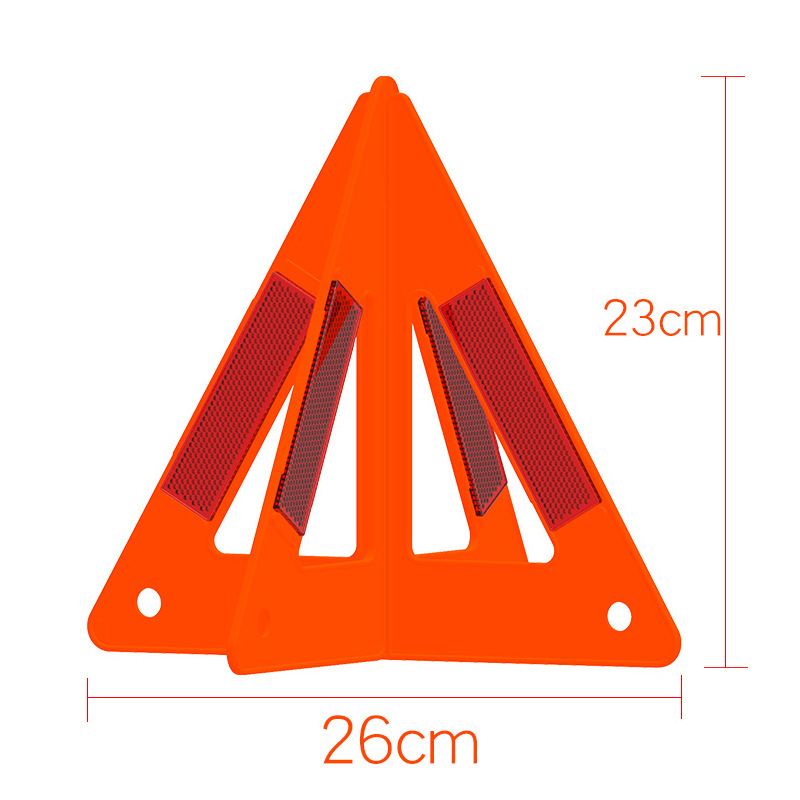Összecsukható autófigyelmeztető háromszög PVC-reflektív anyagból, állvánnyal, függőleges kivitel, vészhelyzeti parkoláshoz
