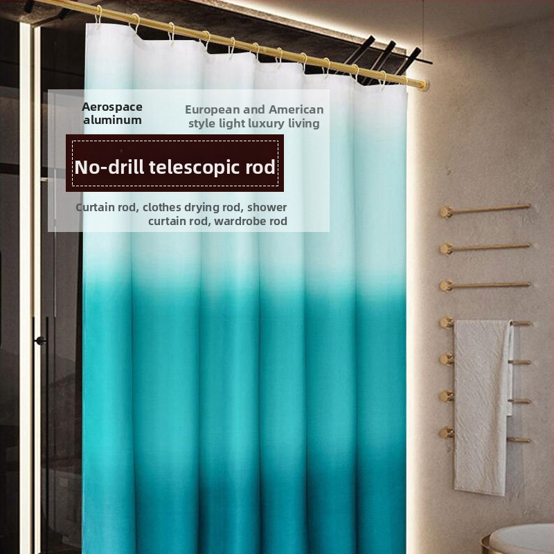 Sprchová tyč na záves – bez vŕtania, teleskopická, rovná tyč, na sušenie oblečenia a závesov do šatníka