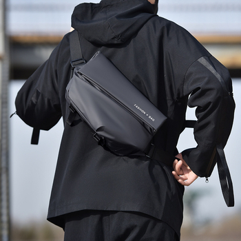 Vyrų per petį krepšys gatvės stiliui, Oxford audinys, atsparus vandeniui, ultra lengvas, atsparus dėvėjimuisi, vienos spalvos dizainas