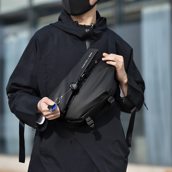 Vyrų per petį krepšys gatvės stiliui, Oxford audinys, atsparus vandeniui, ultra lengvas, atsparus dėvėjimuisi, vienos spalvos dizainas