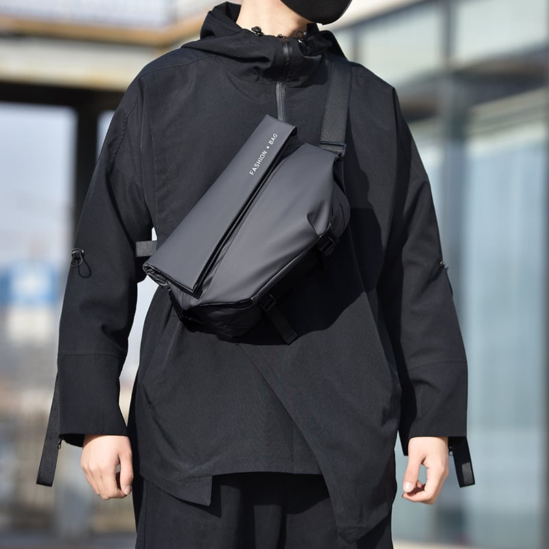 Vyrų per petį krepšys gatvės stiliui, Oxford audinys, atsparus vandeniui, ultra lengvas, atsparus dėvėjimuisi, vienos spalvos dizainas